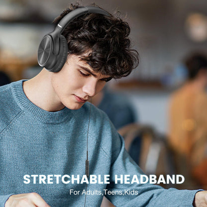 Cowyawn Over Ear Headphones Wired, 3.5mm Foldable Wired Headphones with Microphone, Volume Control, HD Stereo Sound, Lightweight Headphones for Adult/Teens/Chromebooks/Laptop/Computer/Tablets, Black