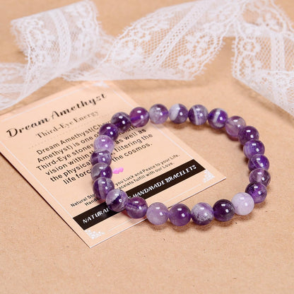 AD Beads Handmade Gemstone Stretch Elastic Bracelet Crystal Reiki Nature's Beauty and Spiritual Essence Unisex (4mm, Dream Amethyst (Third-Eye Energy))