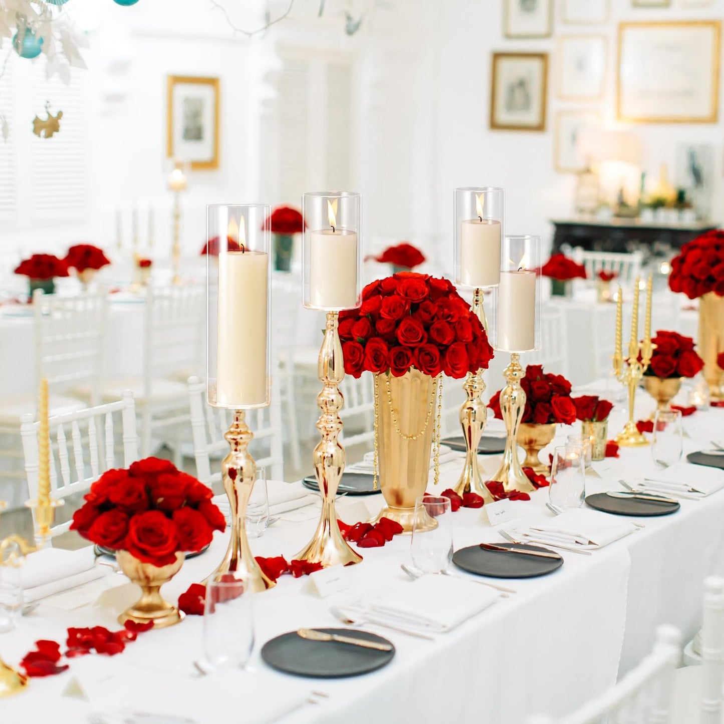 Didaey 36 Pcs Thin Cylinder Vases Set for Centerpieces 2.5'' Diameter 2mm Thickness Clear Glass Vase Hurricane Floating Candle Holder for Wedding Table Decoration (2.5'' X 5'',6'',8'')