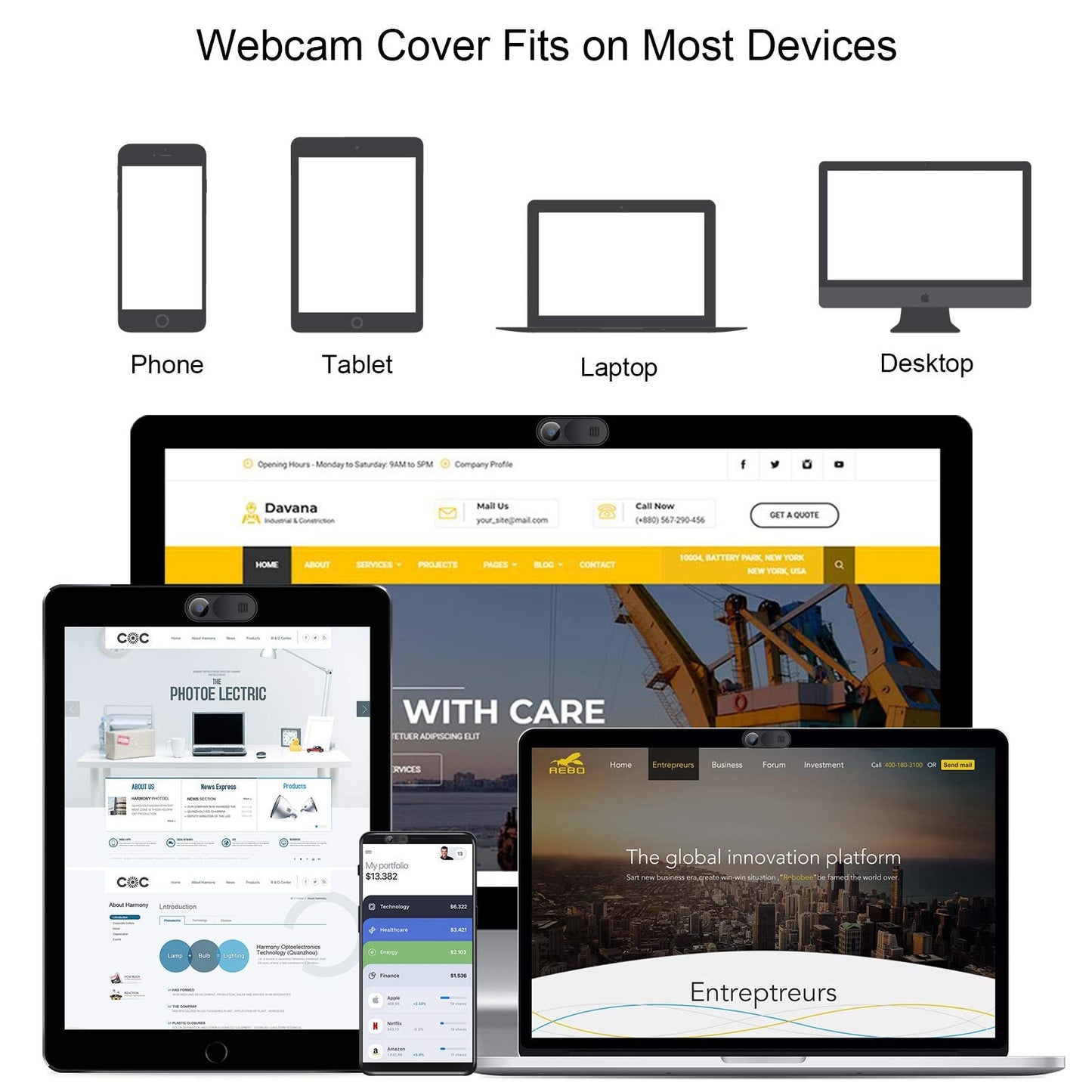 Webcam Cover,3 PCS Camera Cover Slide, Ultra-Thin Webcam Cover Slide Compatible for Laptop Desktops, MacBook, PC, Tablet, Cell Phone and more Accessories -Protect Your Privacy Security (3-Pack)