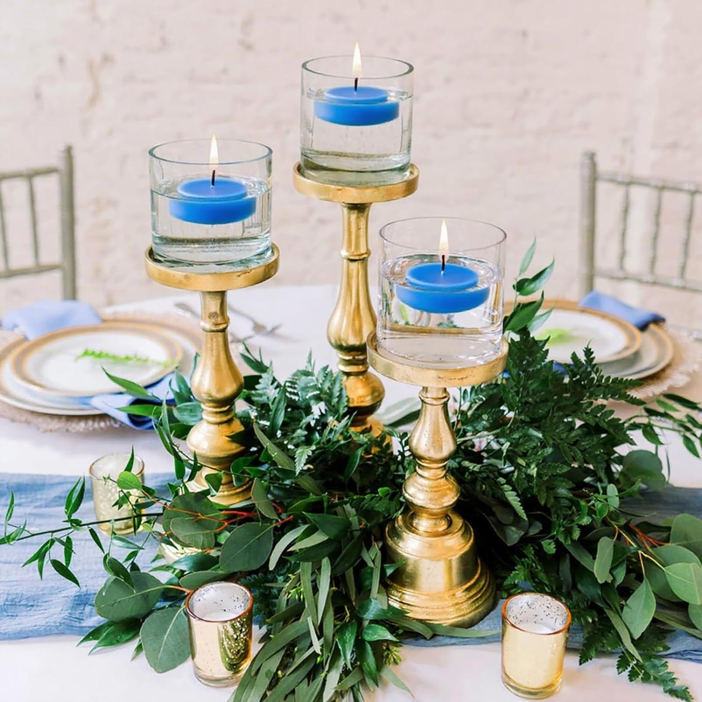 Blue Floating Candles 3 inch 12 Pack - Floating Candles for centerpieces - Wedding Decor - Burning Time 8-10 Hours