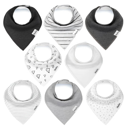 KiddyStar Baby Bandana Bibs, 5 Pack Organic Cotton Drooling & Teething Bib for Babies, Infants & Kids, Gift for Newborn (Classic Bandana Bibs)