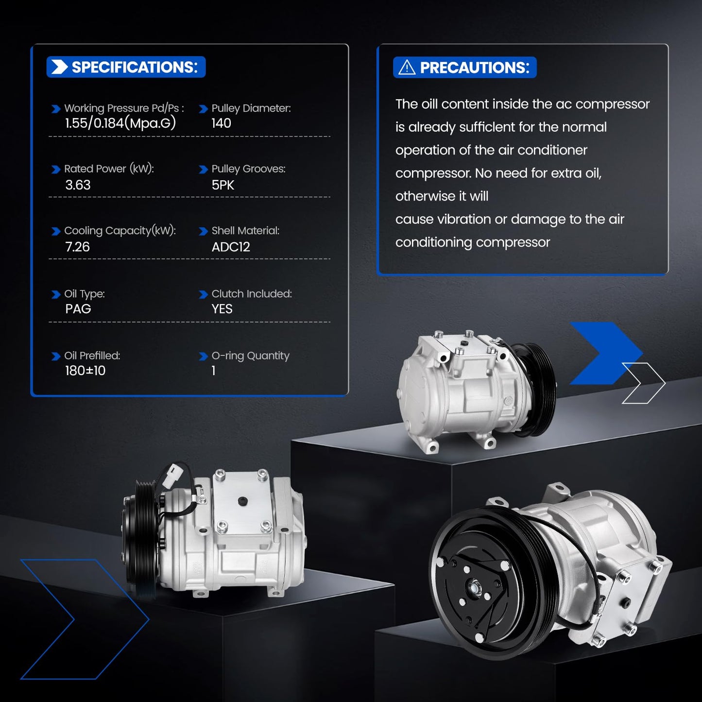 SYKRSS 78328 Air Conditioning A/C Compressor with Clutch Compatible with Acura Legend 1991-1995 3.2L, for RL 1996-2004 3.5L, for TL 1996-1998 2.5L 3.2L, Gas