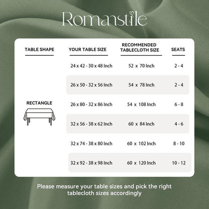 Romanstile Spring Rectangle Tablecloth - Waterproof and Wrinkle Resistant Washable Polyester Table Cloth for Kitchen Dining/Party/Wedding Indoor and Outdoor Use (52 x 70 inch, Sage Green)