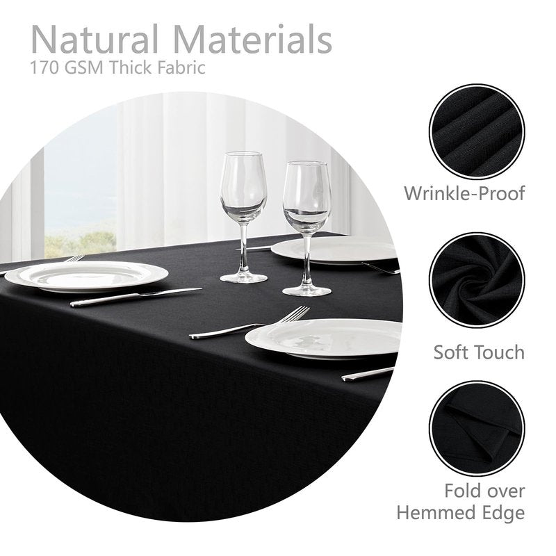 Veblandy Rectangle Tablecloth Waterproof 60x144 inch Linen Textured Table Cloth Stain and Wrinkle Resistant Washable, Decorative Fabric Table Cover for Dining, Party and Camping, Black