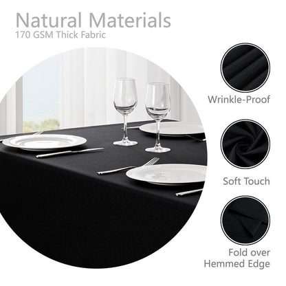 Veblandy Rectangle Tablecloth Waterproof 52x70 inch Linen Textured Table Cloth Stain and Wrinkle Resistant Washable, Decorative Fabric Table Cover for Dining, Party and Camping, Black