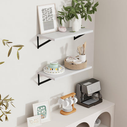 Axeman Floating Shelves for Wall White - 24 Inch Wide x 12 Inch Deep Wall Shelves Set of 2 - White Deep Wood Floating Shelves for Living Room Bedroom Laundry Room