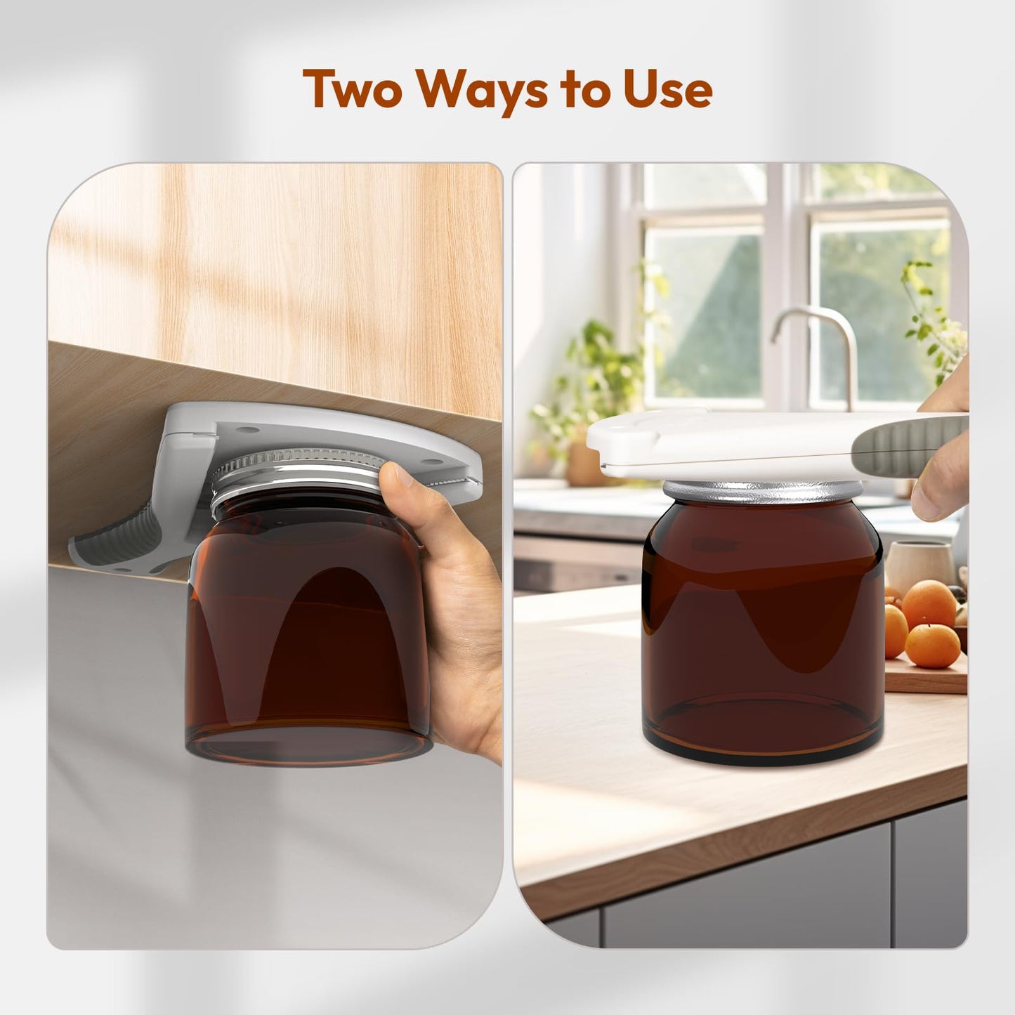 Jar Opener, Ideal Bottle Opener, Easy Grip Jar Opener & Under Cabinet Lids Opener Effortless to Unscrew Any-Sized Caps, Jar Opener for Seniors Essential Kitchen Gadgets for Weak Hands or Arthritis