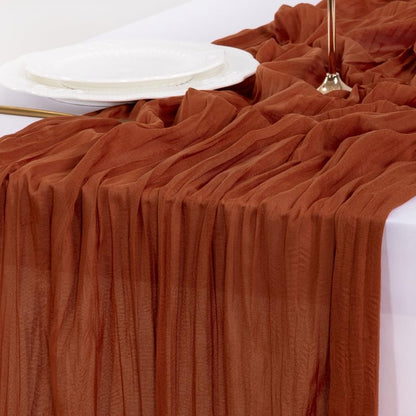 Socomi 6pcs Terracotta Valentine's Day Cheesecloth Table Runner Boho Rustic Gauze 120 inch 10FT Cheese Cloth Runner for Wedding Party Baby Shower Birthday Home Decor Holiday Decorations