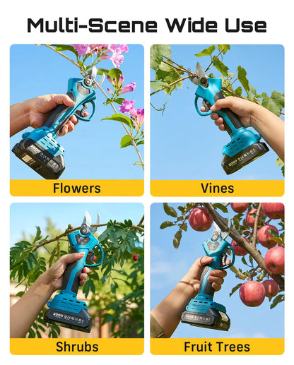 SEESII Electric Pruning Shears for Garden: 1.2" Cutting Diameter Cordless Power Pruner, 2*2000mAh Batteries, Brushless Motor, Extra SK5 Blade, 2 Modes Battery Powered Branch Cutter for Tree Trimming