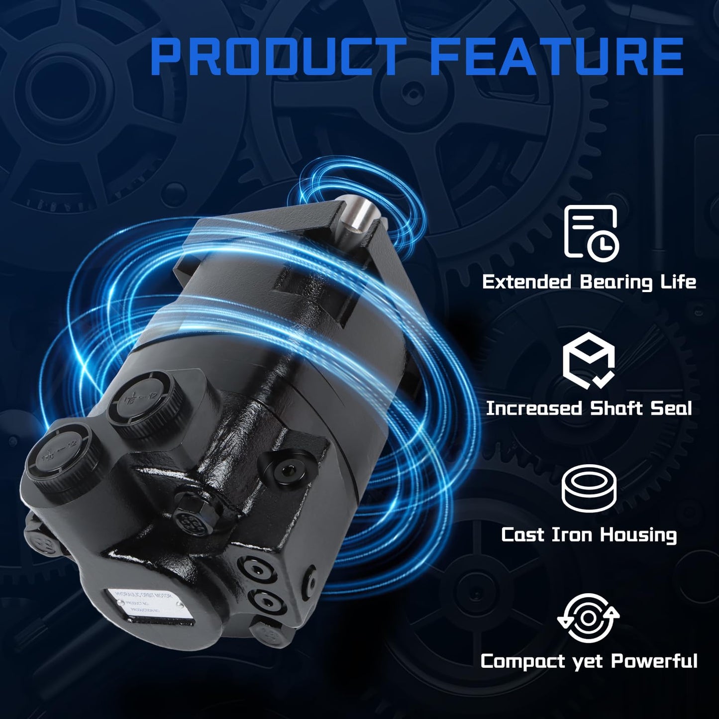 SINOCMP 109-1101-006 Hydraulic Motor Replacement for Eaton Char-Lynn 4000 Series, 7.95 cu in/rev Displacement 4-Bolt SAE-B Mount 1.25 Inch Keyed Shaft, 722 RPM 3000 PSI High Torque Low Speed Motor