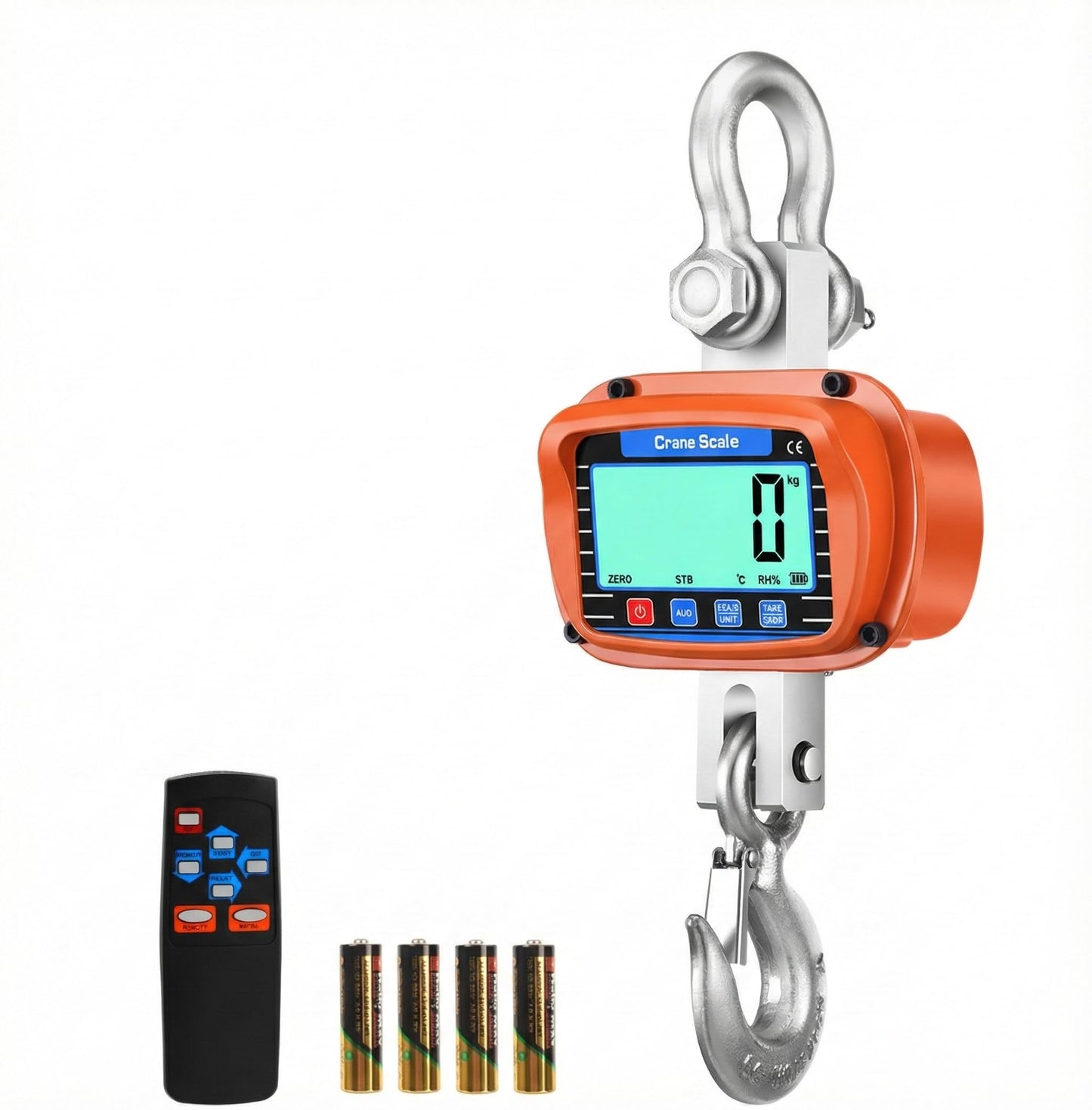 RESHY 11000Lbs / 5 Ton Digital Crane Scale, 2lb (1kg) Accuracy Heavy Duty Cast Aluminum Hanging Scale w/Wireless Remote, Temp & Humidity Monitor for Industrial, Warehouse