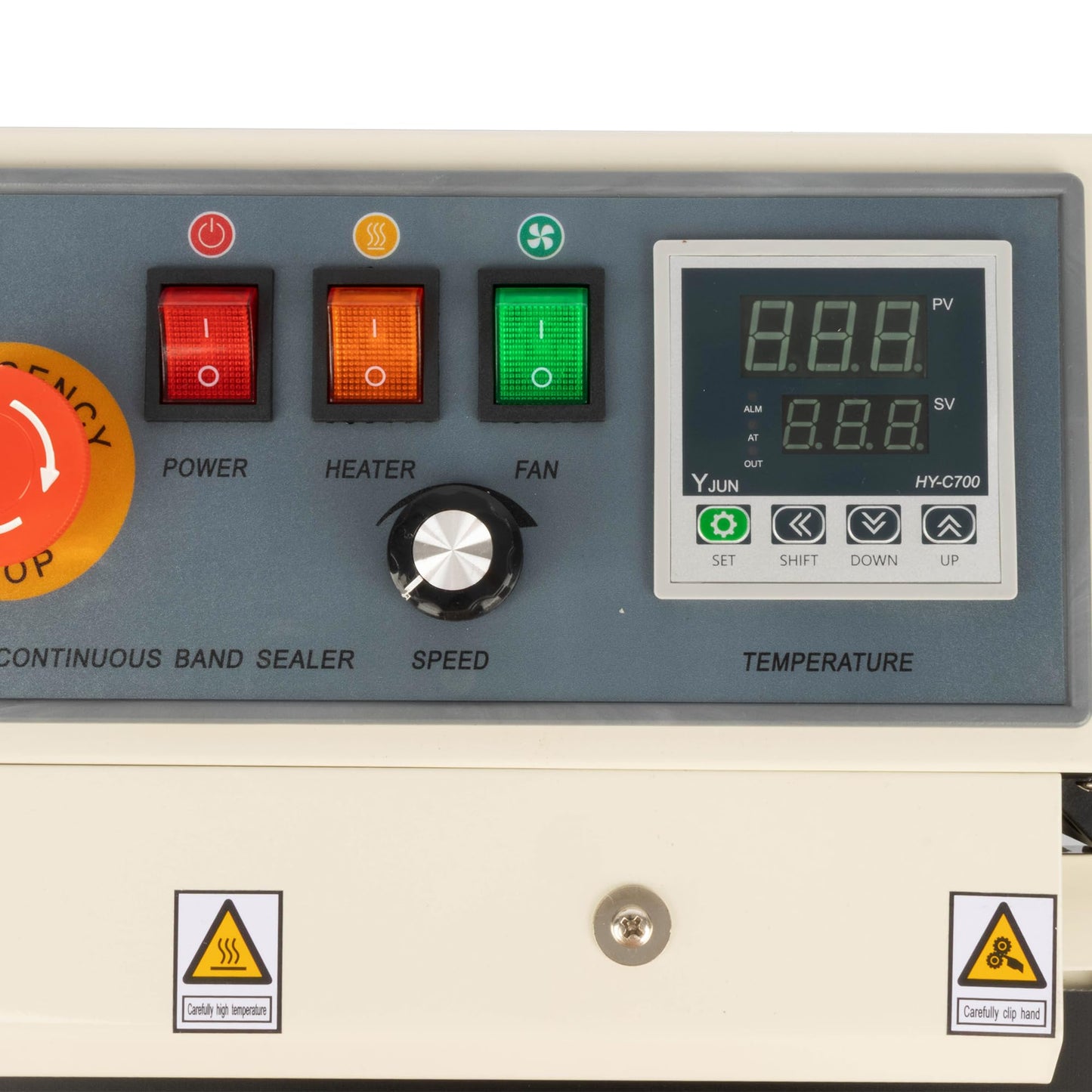 U.S. Solid Continuous Bag Band Sealer Sealing Machine, Automatic Horizontal Band Sealer with Digital Temperature Control for 0.02-0.08mm PVC Bags Films Stamp Coding