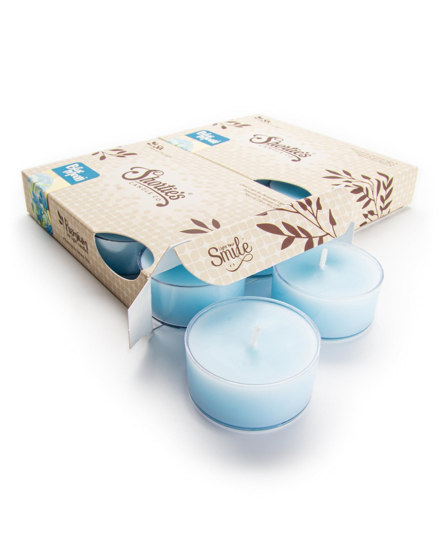 Blue Moon Premium Tealight Candles Multi Pack - Highly Scented with Essential Oils - 12 Blue Tea Lights - Beautiful Candlelight - Made in the USA - Fresh & Clean Collection