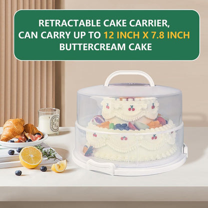 Tmrioplep 12 Inch Cake carrier Container with Lid and Handles Includes Insulated Bag for Safe Transportation of Buttercream Doesn't Melt Easy for Cakes, Pies and Cupcakes (Green)