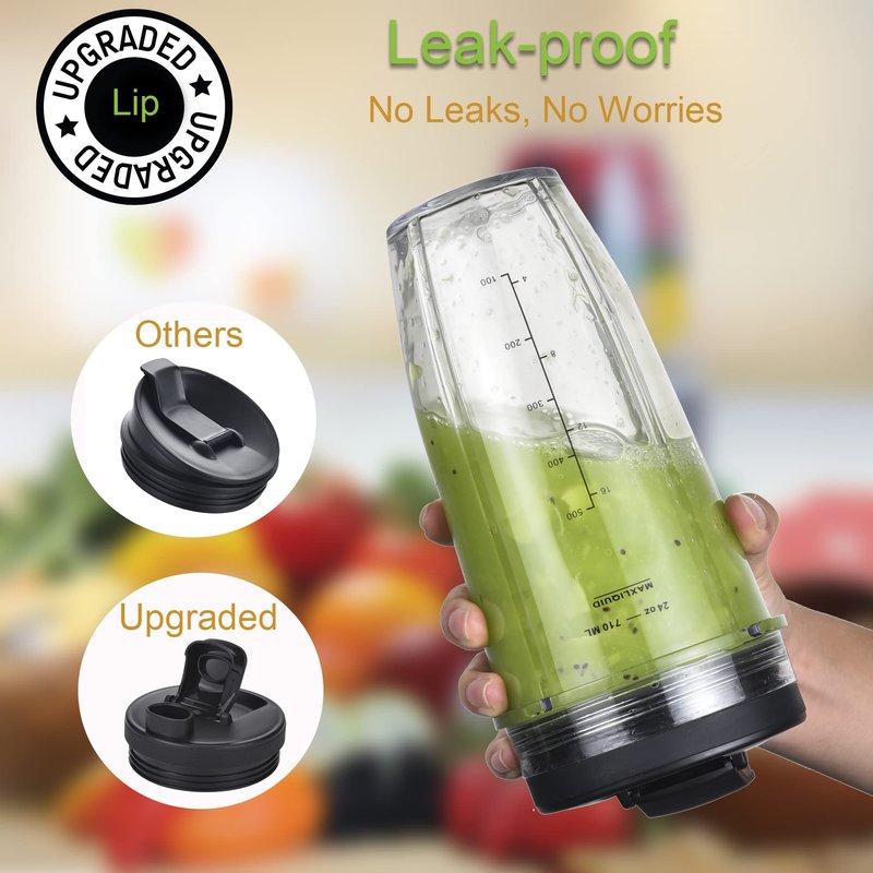 [Upgraded] Replacement 24oz Cups for Nutri Ninja Blenders, Cups with 7 Fins Replacement Extractor Blade Parts fit Ninja Auto iQ BL682-30 BL642-30 BL450-30 BL455-30 BL456-30 BL482-30 BL687CO-30 etc.