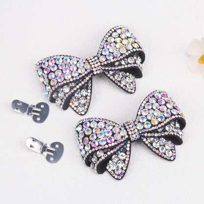 KOOBOOK Rhinestone Bow Shoe Clips - Sparkly Fashion Accessories for Brighter Shoes | 2 Pcs