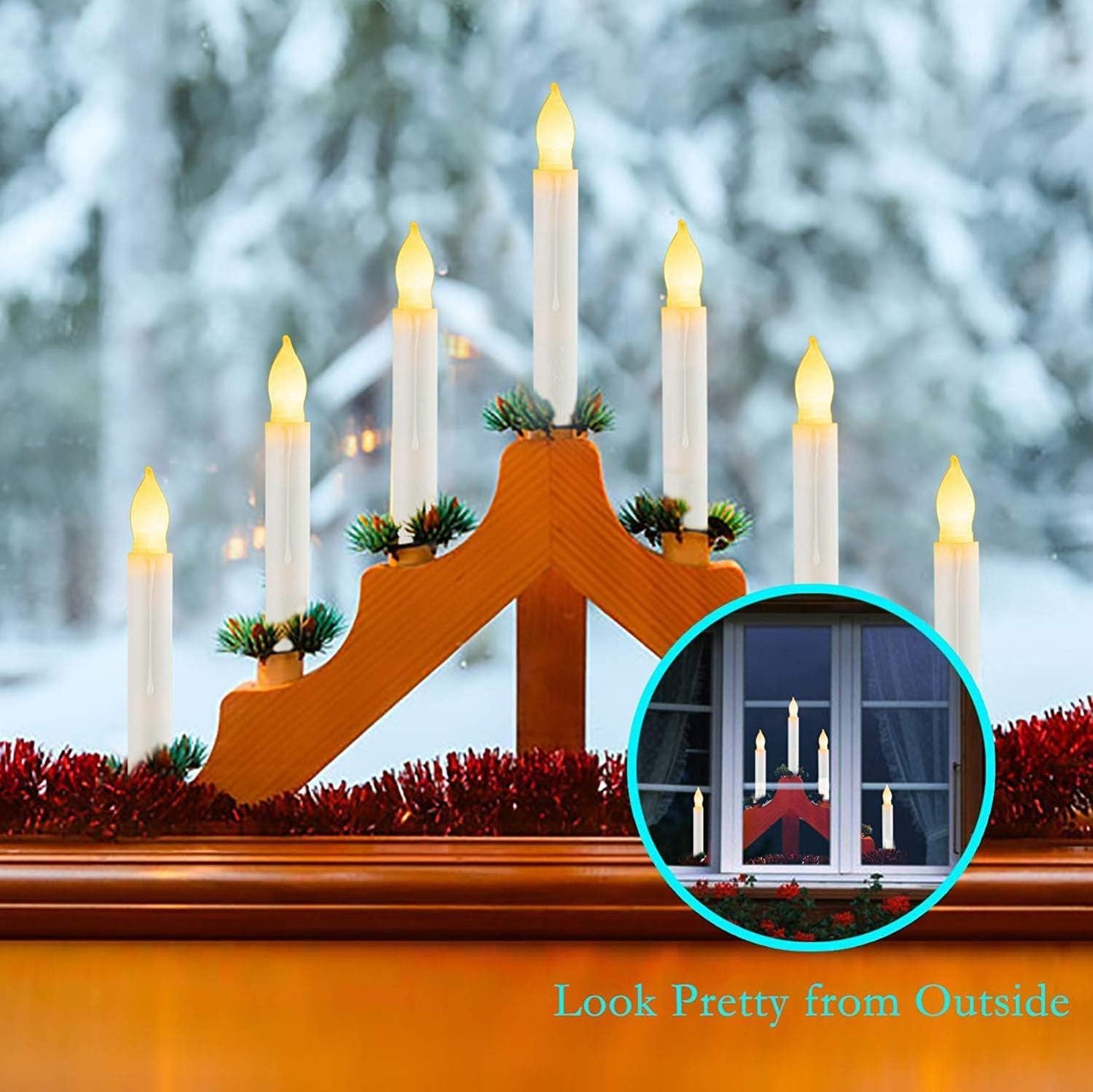60 Pcs Flameless LED Taper Candles, Battery Operated Flickering Candles with Warm White Light, Safe Fake Electric Candlesticks for Wedding Centerpieces, Church, Halloween, Christmas Home Decor