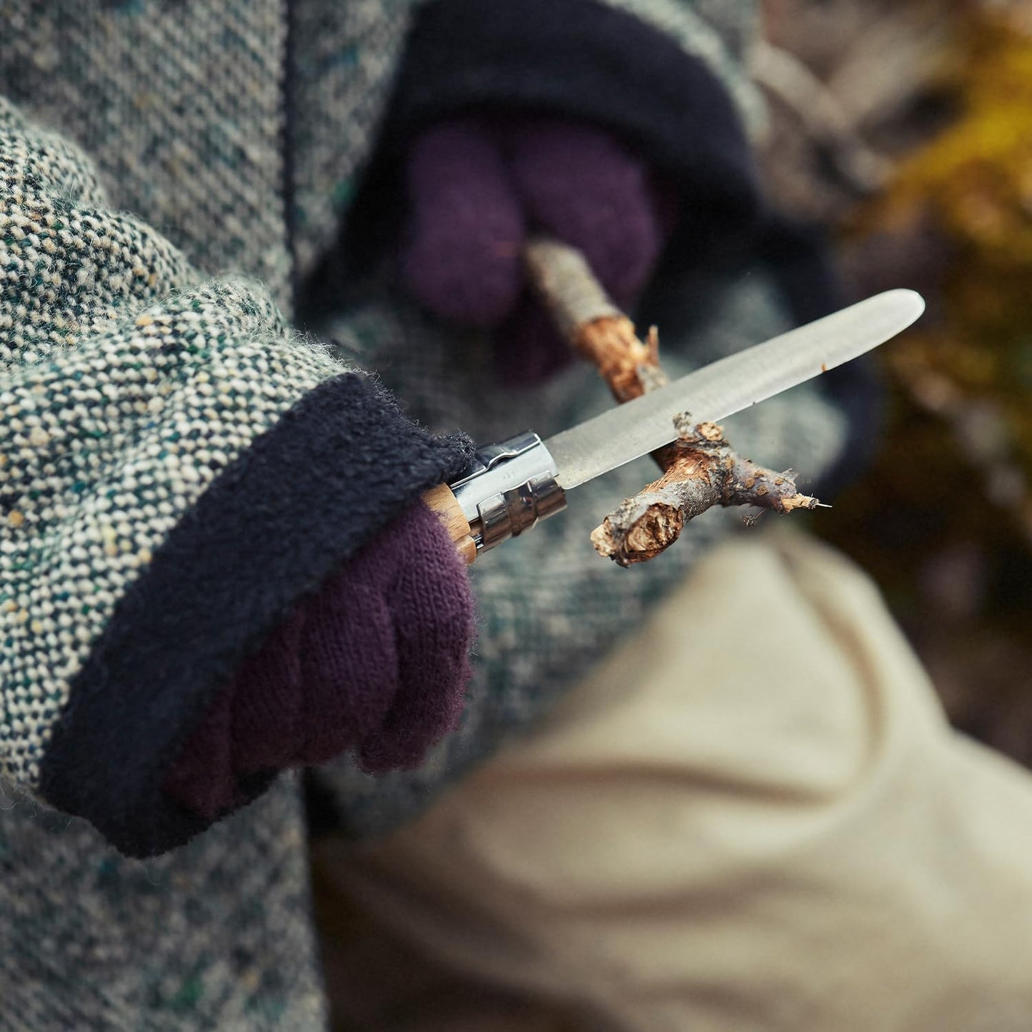 Opinel My First Opinel No.7, Stainless Steel Children’s Folding Knife with Safety Rounded Tip, Virobloc Locking Collar, Made in France (Natural)