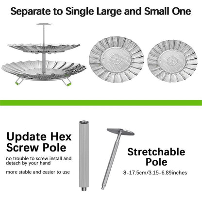 VOGARB Vegetable Steamer Basket for Pot, 2 Layer Separable-Collapsible-Expandable Smooth Edge Stainless Steel for Kitchen and Outdoor Cooking Food
