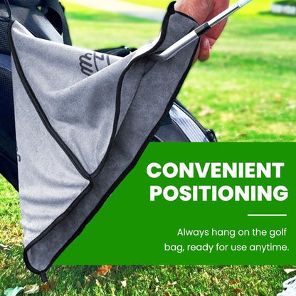 EWILLING Premium Microfiber Golf Towel (14"x14"), Dual Layer Design with Carabiner Clip, Heavy Duty Golf Towel for Cleaning Golf Clubs & Balls, Essential Golf Accessories for Men & Women(Grey)