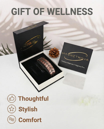 MagnetNova Ultra Strength Magnetic Bracelets for Men, 99.99% Pure Copper Bracelet with 5000 Gauss Magnets, Adjustable Size with Sizing Tool & Gift Box (Copper-21mm)