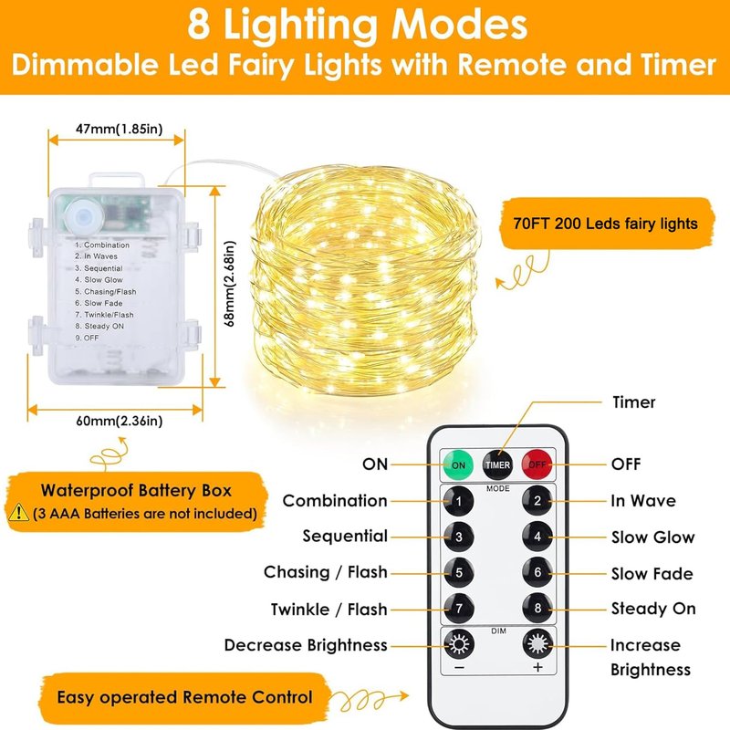 2 Pack 140Ft 400 LED Fairy Lights Battery Operated with Remote & Timer, Silver Wire Twinkle Lights Outdoor Indoor, Waterproof Fairy String Lights for DIY Bedroom Christmas Parties Tree Garden Decor