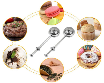 Victhur Flour Sifter 304 Stainless Steel Flour Duster Tea Strainer set of 2 Spring-operated Handle Strainer for Baking, Sifting Sugar, Flour, Spices, and Herbs