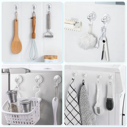 VIS'V Suction Cup Hooks, Small Shower Suction Hooks, Heavy Duty, Removable and Reusable, Clear, 2 Pcs