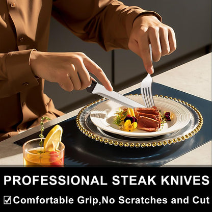 49-Piece Silverware Set with Organizer, Heavy Duty Stainless Steel Flatware Set for 8, Cutlery Utensil Sets with Steak Knives, Rust-proof, Mirror Polished, Dishwasher Safe, Heavy Duty