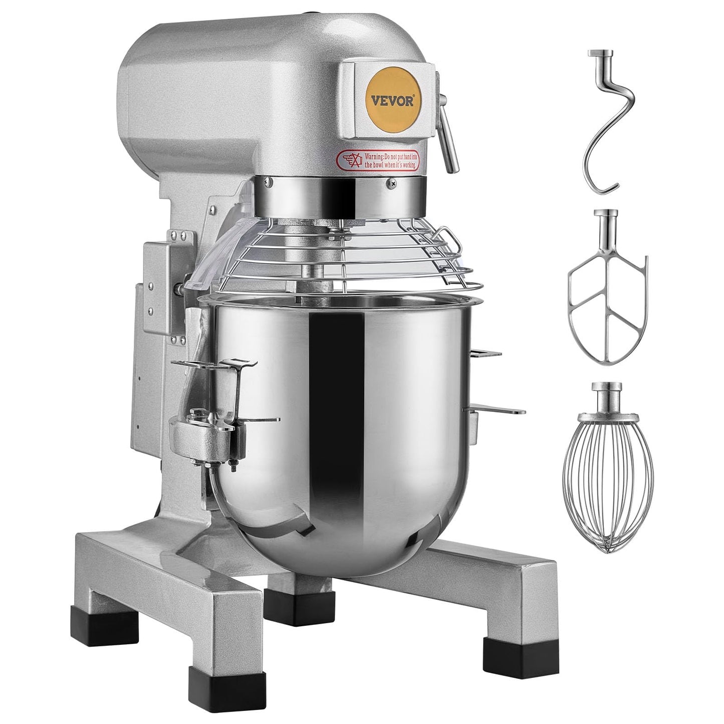 VEVOR Commercial Food Mixer 20Qt, Commercial Mixer with 3 Adjustable Speeds, 1100W Dough Mixer,Commercial Stand Mixer with Stainless Steel Bowl