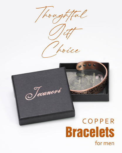 Jecanori Copper Bracelet for Men, 12X Strength Mens Magnetic Bracelets with 3,800 Gauss Magnets, 99.99% Pure Solid Copper Jewelry Gift