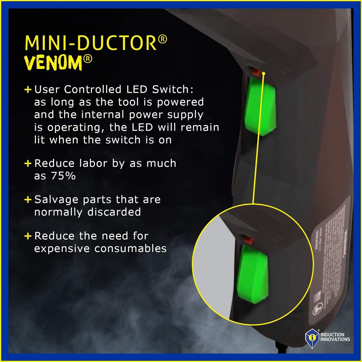 Induction Innovations - Mini-Ductor Venom HP (MDV-787) - Handheld Induction Heater with 3 Basic Coils, Rugged Carrier Case & Operations Manual to Safely Remove Nuts, Bolts, Bearings, & More
