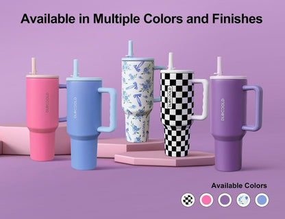 DLOCCOLD 40 oz Tumbler with Handle and Flip Straw, 100% Leak Resistant Leak-Proof Tumbler with Lid and Straw, Insulated Stainless Steel Travel Coffee Mug, Keeps Cold or Hot, Car Cupholder Friendly