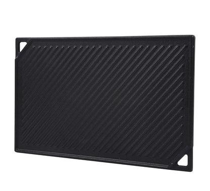 GasSaf Cast Iron Reversible Griddle, 16.5 Inch x 9.5 Inch Double Sided Grill Pan Perfect for Gas Grills and Stove Top