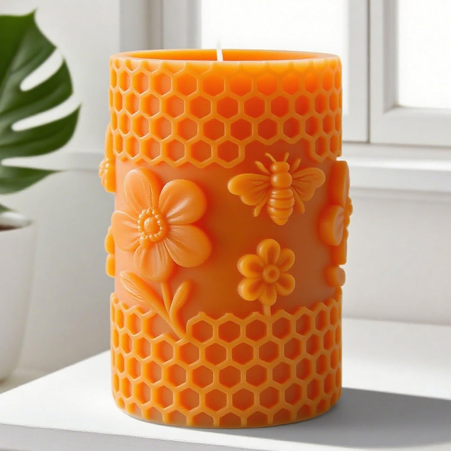 Honeycomb Cylinder Flower Succulent Peony Cylinder Candle & Resin Mold - Resin Casting Silicone Molds for Home Decor & Candle Making Wave Spiral Mold