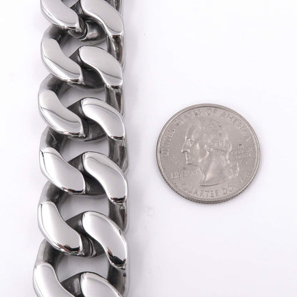 Steelmeup Stainless Steel Huge Heavy Polish Men Curb Chain Bracelet 20mm 8.5 inch