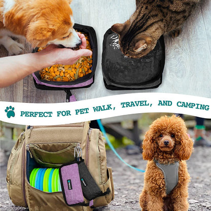 PetAmi Collapsible Dog Bowls 2 Pack, Food and Water Bowls Travel Set, Portable Pet Dish No Spill, Foldable Lightweight BPA Free Leakproof Bowls, Camping Hiking Walking Outdoor Gear Accessories, Black