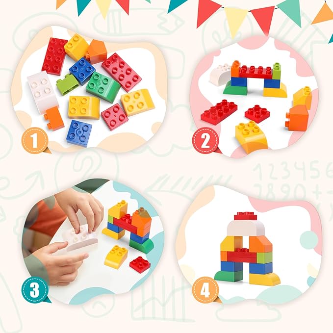 Building Blocks for Kids Toddlers 76 Pieces Large-Size Building Blocks Ideal STEM Toy for 3+ Year Old Kids