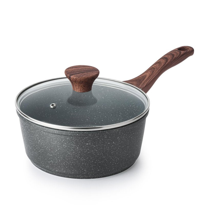 SENSARTE Saucepan Nonstick with Lid 1.5 Quarts Granite Coating Sauce Pot Small Kitchen Cooking Pot, Induction Comptable, Free of Intentionally Added PFOA