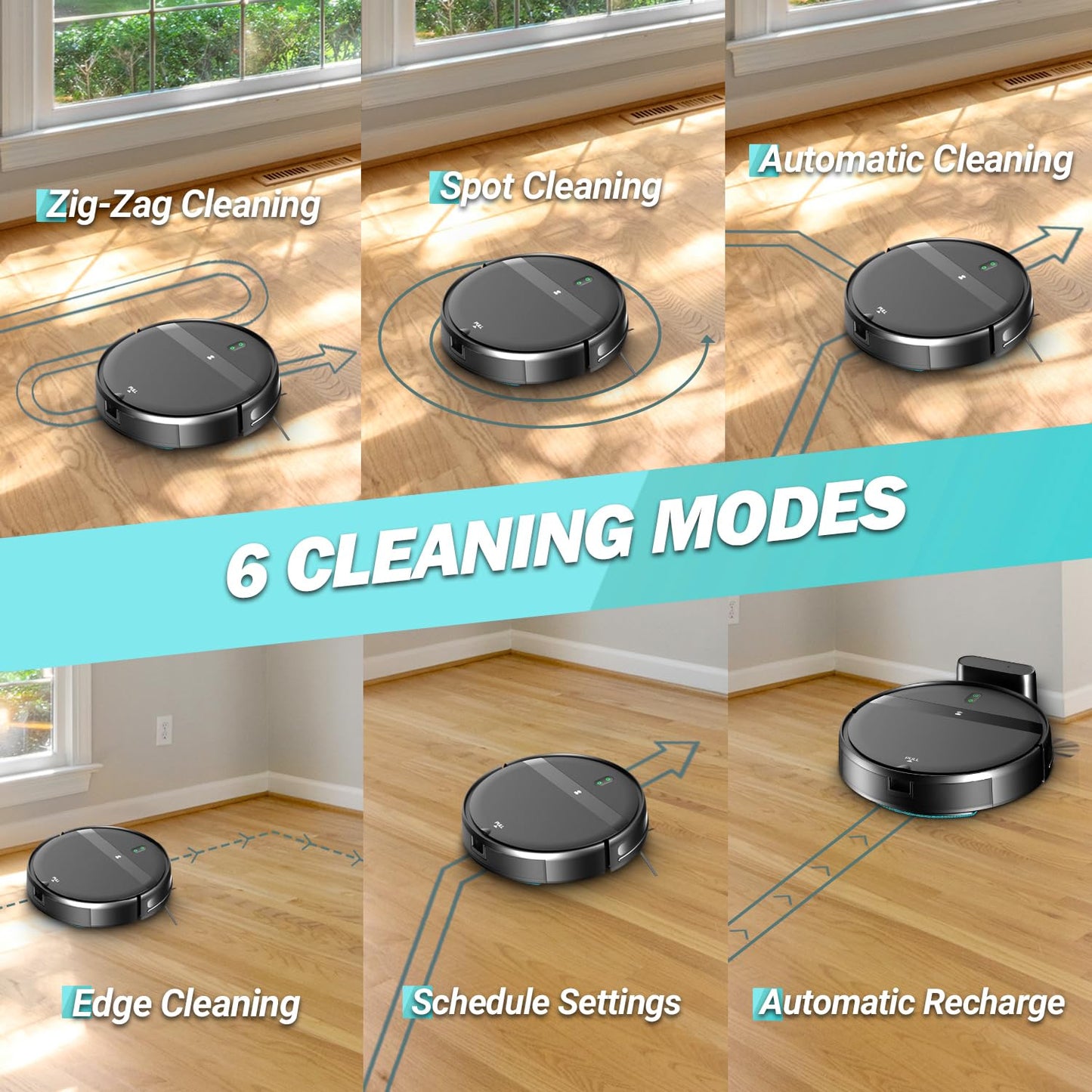 Robot Vacuum and Mop Combo for Pet Hair–2300Pa Robotic Vacuum Cleaner with WiFi/Alexa/App Control, 2H Runtime & Tangle-Free Tech, Auto Recharge, Ultra-Slim Quiet for Hard Floors/Low-Pile Carpets