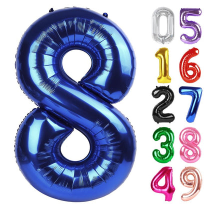 Night Blue Number 8 Balloon 40 Inch, 8th Birthday Party Decorations for Children, Giant 8 Foil Balloon for Party Supplies