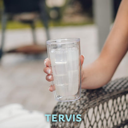 Tervis Clear & Colorful Tabletop Made in USA Double Walled Insulated Tumbler Travel Cup Keeps Drinks Cold & Hot, 16oz - 4pk, Elderberry Wild