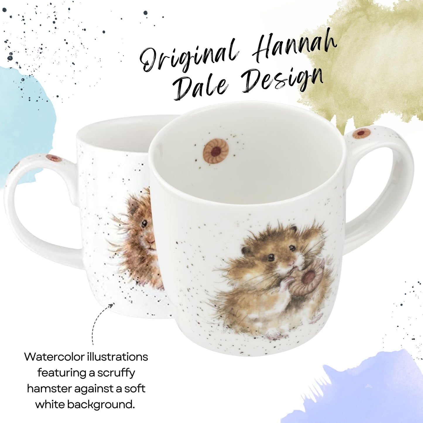 Royal Worcester Wrendale Designs Diet Starts Tomorrow Mug | 14 Ounce Large Coffee Mug with Hamster Design | Made from Fine Bone China | Microwave and Dishwasher Safe