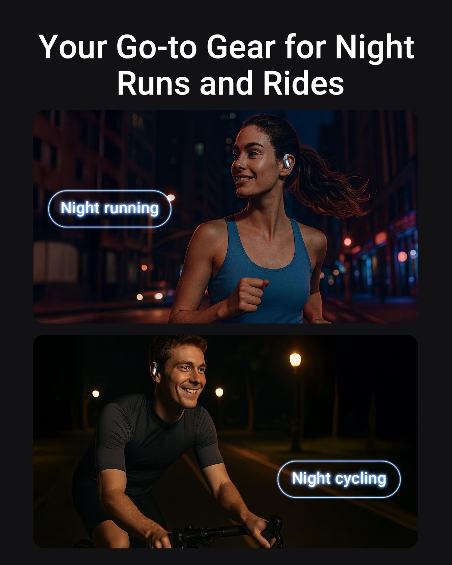 ACEFAST AceFit Pro Open-Ear Headphones, Night Safety Mode for Sports, Powerful Bass, 7.6g Ultra-Comfort, Bluetooth 5.4, 30H Playtime with Digital Display, IP54 Sports Earbuds for Running & Workouts