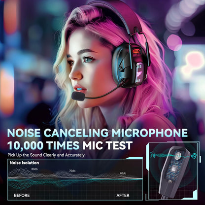 YPBDAN Wireless Gaming Headset for PS5, PS4, PC, USB Over Ear Gaming Headphones with Noise Canceling Mic, Bluetooth 5.3, 100H Battery, Low Latency, Only Wired Mode for Xbox