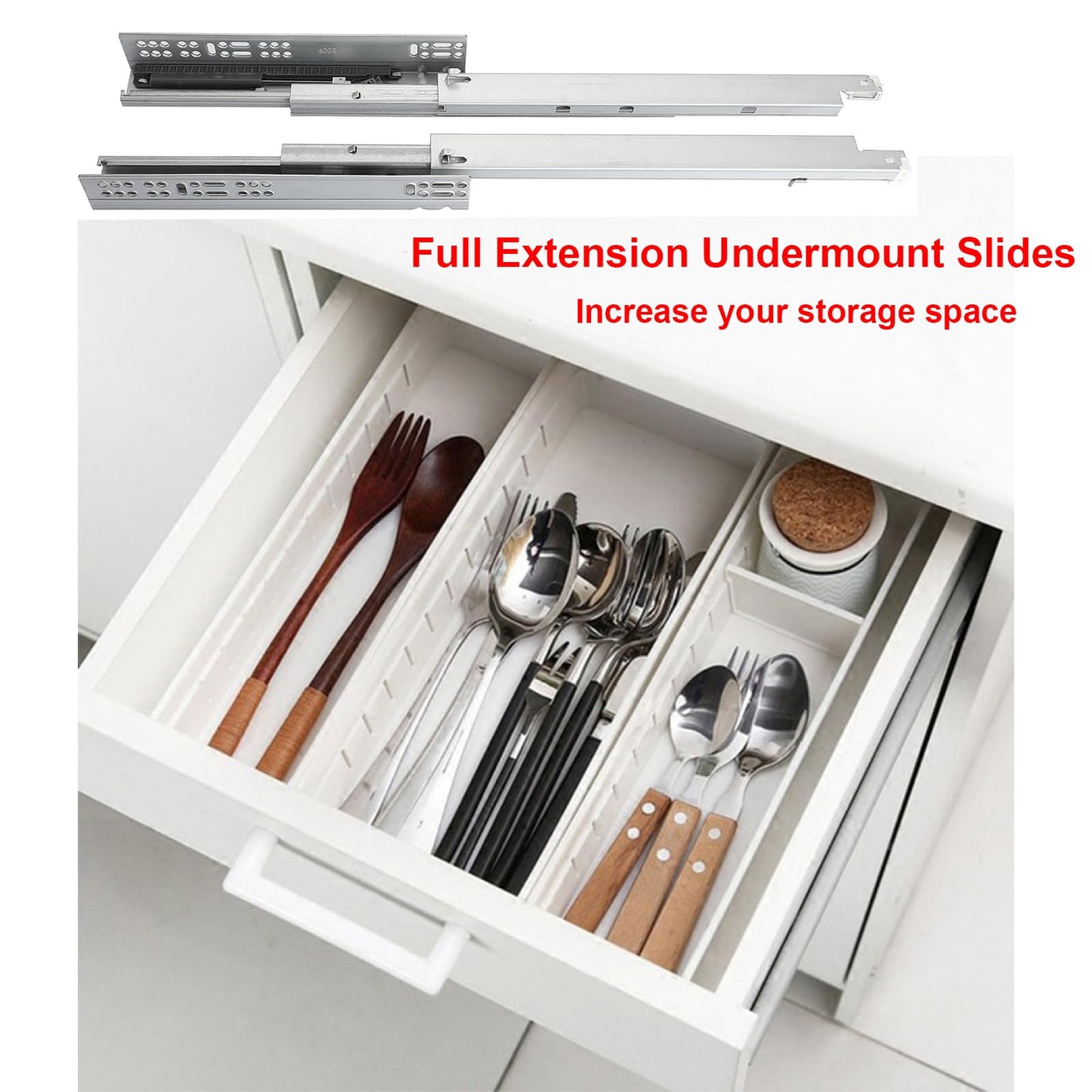 6 Pair of 22 Inch Undermount Soft Close Drawer Slides 100LB Load Capacity Full Extension Concealed Drawer Rails with 3D Locking Device