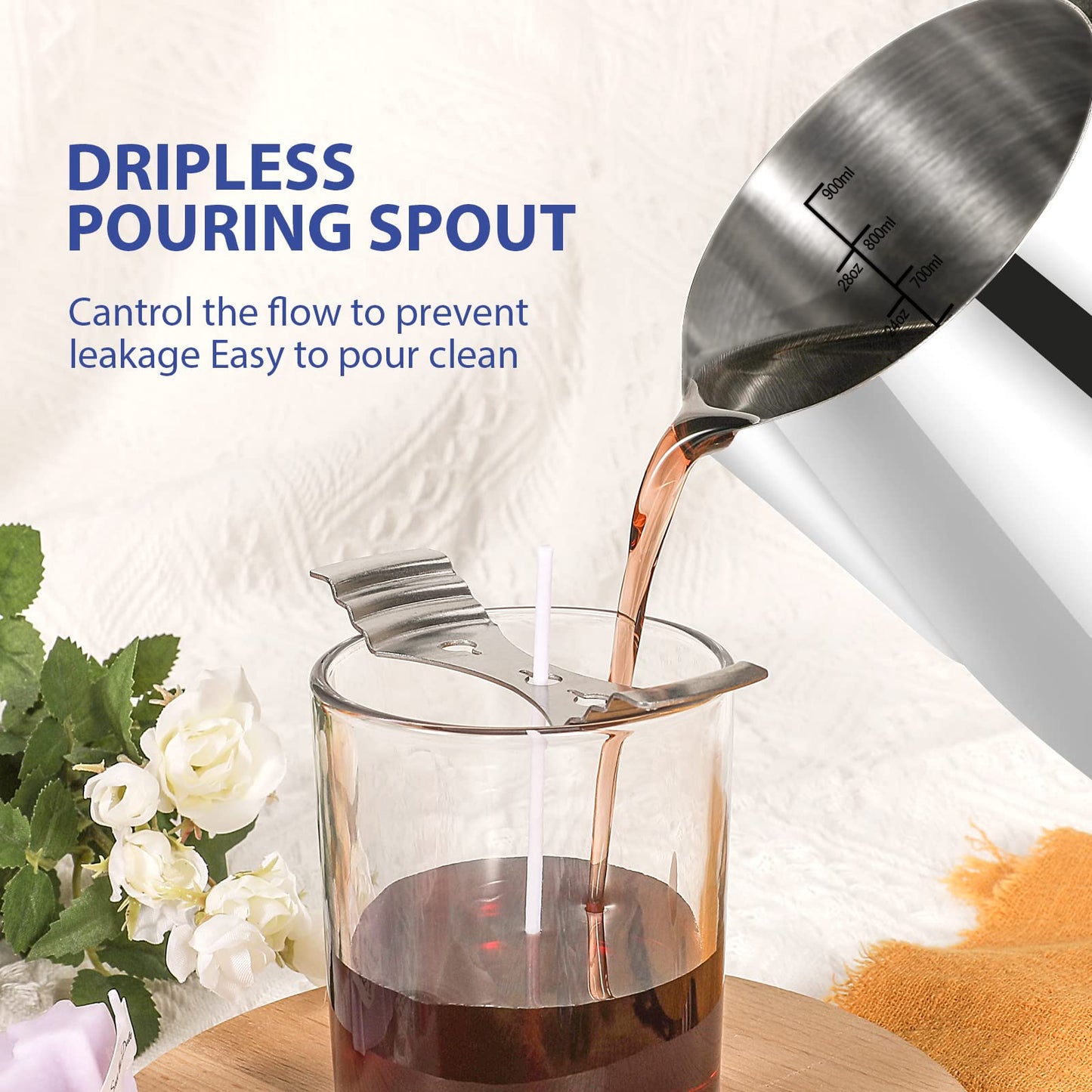 SAEUYVB Candle Making kit with Hot Plate,Candle Making Supplies,Candle Making Kit for Beginners with Melting Pot,Stirring Spoon and Anti-Scalding Pad Perfect Set Gift（Silver Gray）