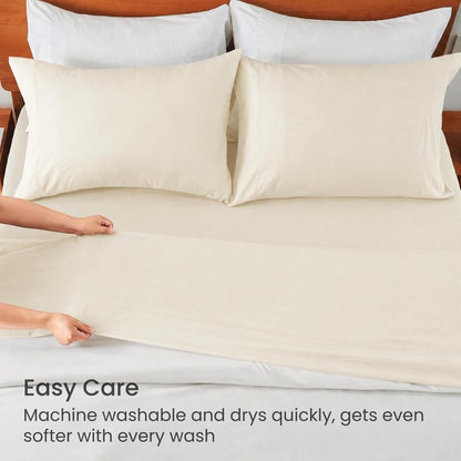 GOKOTTA 5 Pcs Split King Sheets Set for Adjustable Bed with Elastic Corner Straps, 16" Deep Pocket Sleep Number Sheets - Brushed Microfiber Polyester - Soft, Breathable, Wrinkle-Free - Beige