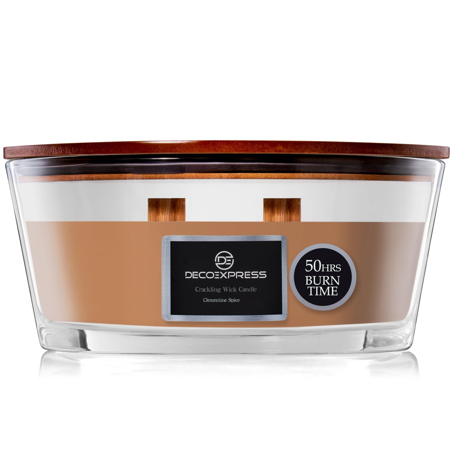 DECO EXPRESS Scented Candles, Crackle Double Wick Candles, Long 50 Hours Burn Time, Home Decor & Gift Ideas (Clementine Spice)